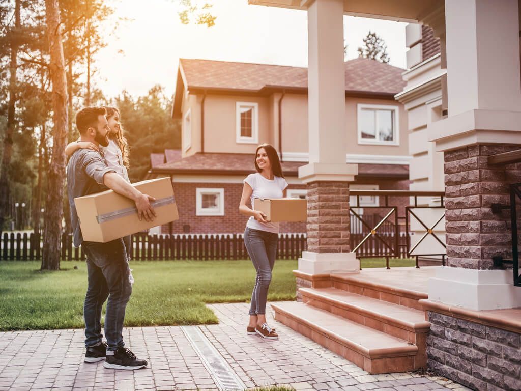 family moving into their new home